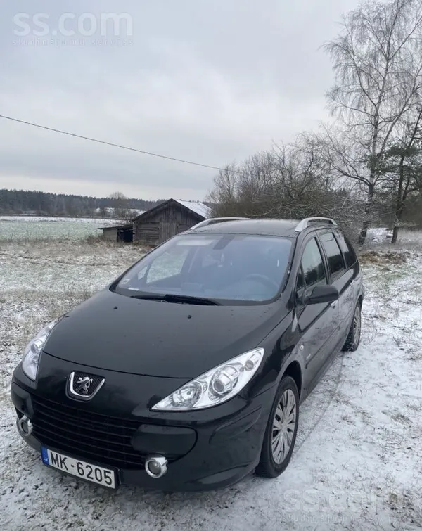 Peugeot 307 2007, 1.6D dīzelis, Manuāls, Universāls, Melns — Latvijā
